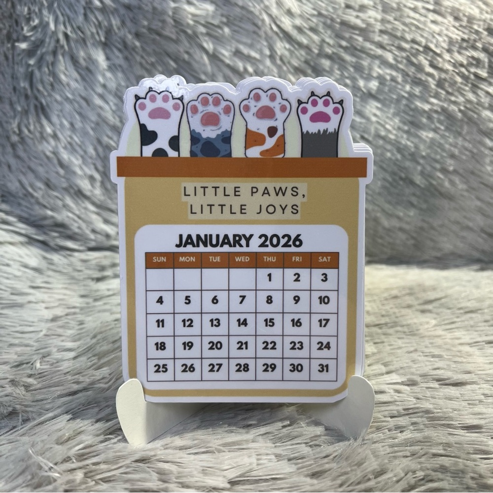 Kawaii Paws Mini Desktop 2026 Calendar